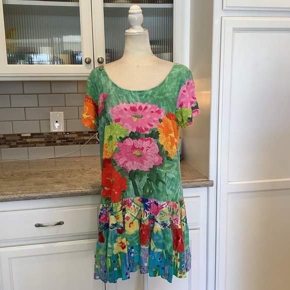 Jams World Dresses & Skirts - Jams World Vintage Floral Green Garden Dress Size XL